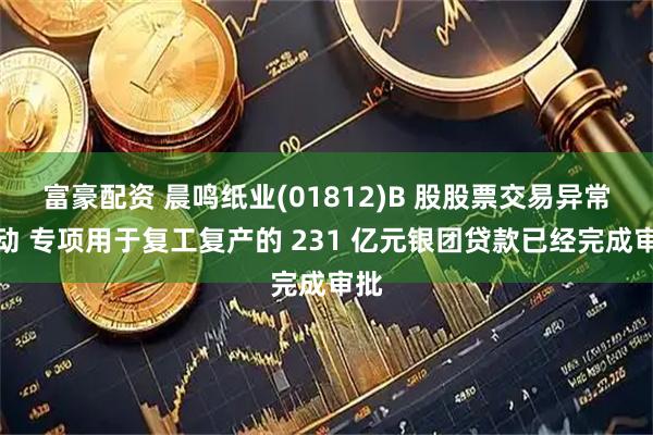 富豪配资 晨鸣纸业(01812)B 股股票交易异常波动 专项用于复工复产的 231 亿元银团贷款已经完成审批